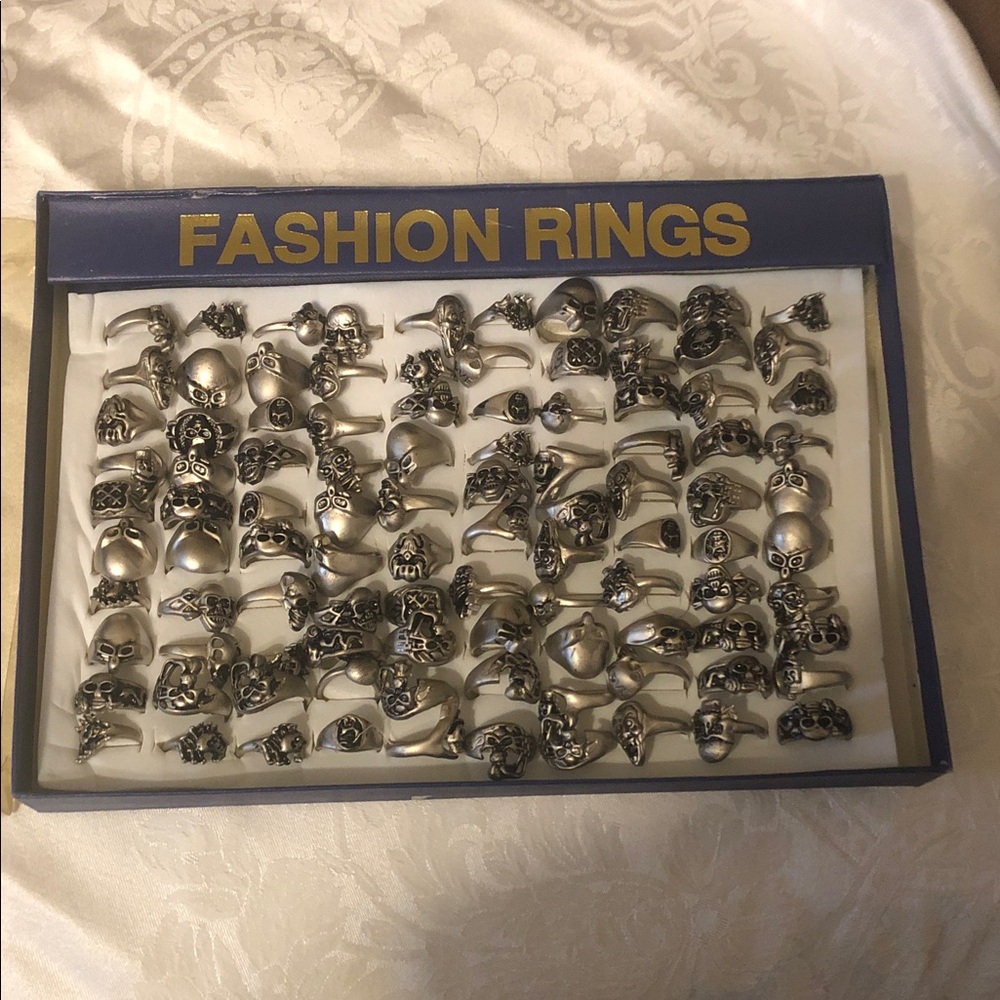 Silver Skull Fashion Rings Set